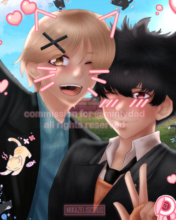 selfship art commission for mintydad of their oc and ryuki from ai the somnium files nirvana initiative 2023